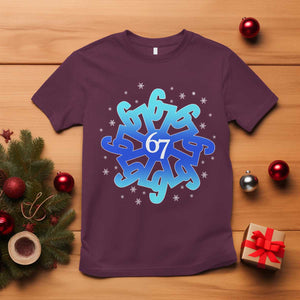 Funny 67 Christmas Snowflake T Shirt Six Seven Meme Xmas TS11 Maroon Print Your Wear