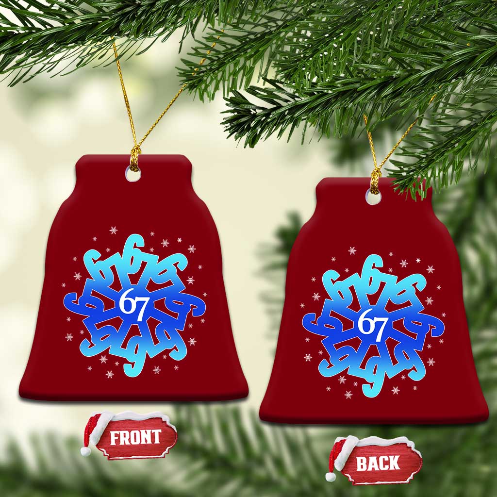 Funny 67 Christmas Snowflake Ceramic Ornament Six Seven Meme Xmas TS11 Print Your Wear