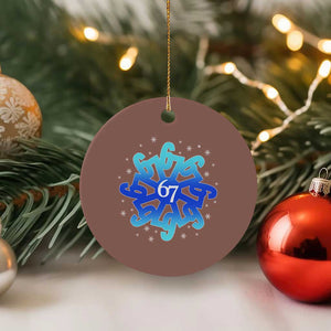 Funny 67 Christmas Snowflake Ceramic Ornament Six Seven Meme Xmas TS11 1pc Mocha Print Your Wear