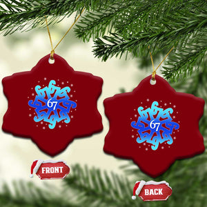 Funny 67 Christmas Snowflake Ceramic Ornament Six Seven Meme Xmas TS11 Print Your Wear