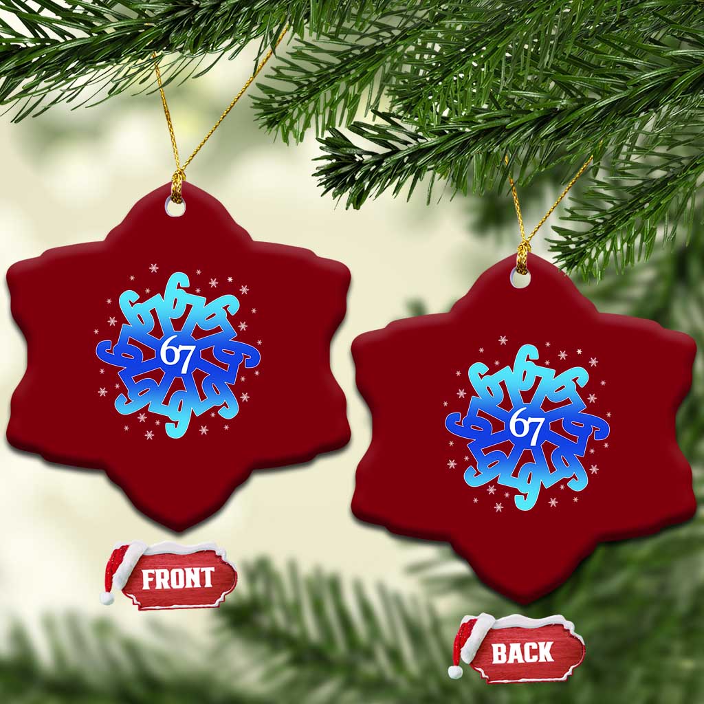 Funny 67 Christmas Snowflake Ceramic Ornament Six Seven Meme Xmas TS11 Print Your Wear