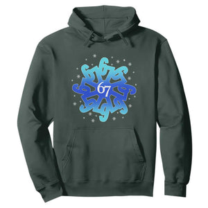 Funny 67 Christmas Snowflake Hoodie Six Seven Meme Xmas TS11 Dark Forest Green Print Your Wear