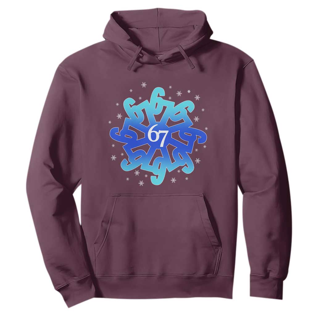 Funny 67 Christmas Snowflake Hoodie Six Seven Meme Xmas TS11 Maroon Print Your Wear