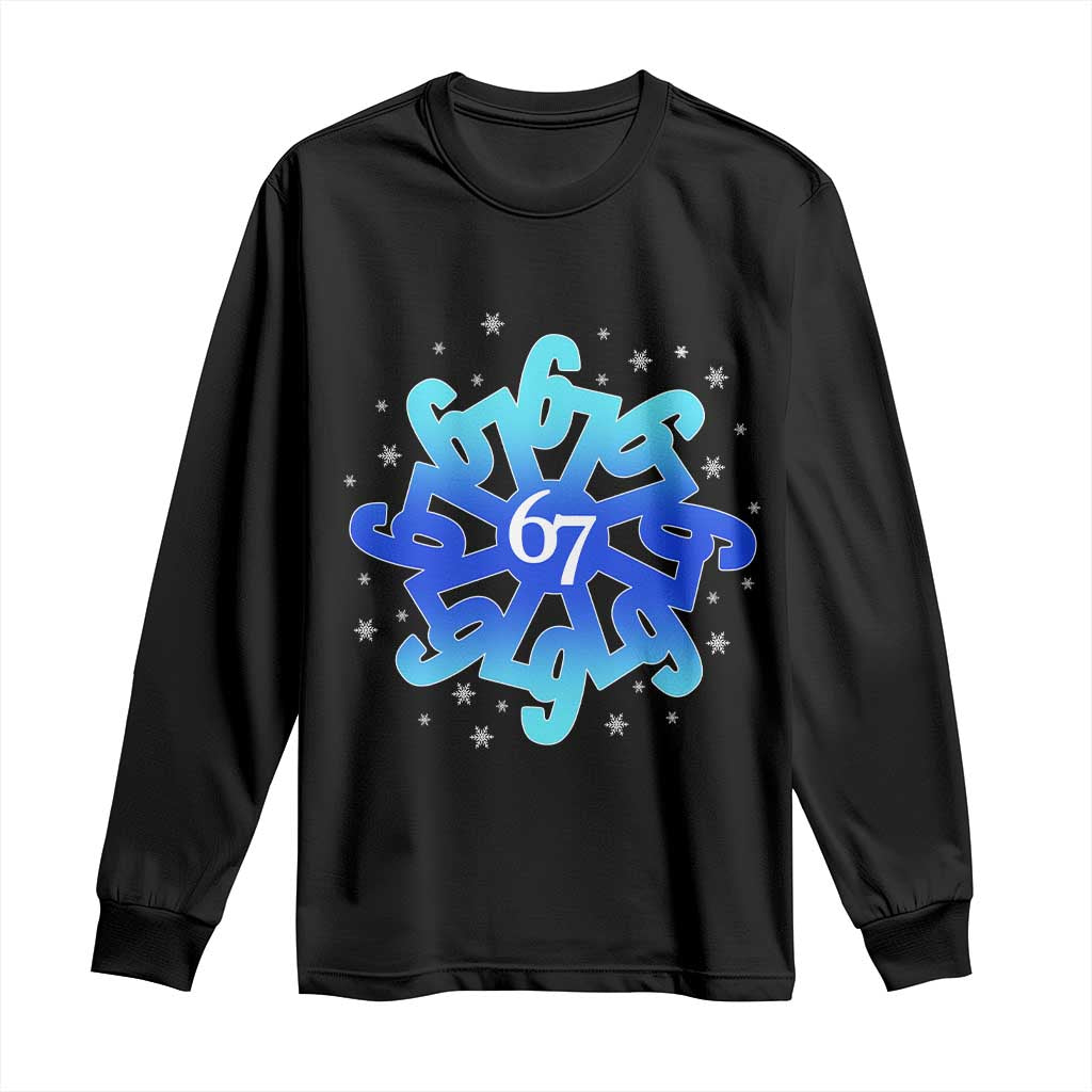Funny 67 Christmas Snowflake Long Sleeve Shirt Six Seven Meme Xmas TS11 Black Print Your Wear