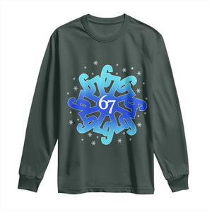 Funny 67 Christmas Snowflake Long Sleeve Shirt Six Seven Meme Xmas TS11 Dark Forest Green Print Your Wear
