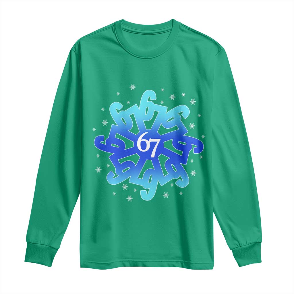Funny 67 Christmas Snowflake Long Sleeve Shirt Six Seven Meme Xmas TS11 Irish Green Print Your Wear