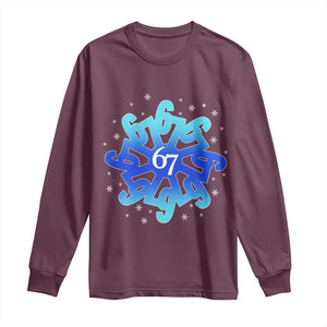 Funny 67 Christmas Snowflake Long Sleeve Shirt Six Seven Meme Xmas TS11 Maroon Print Your Wear