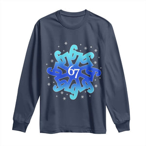 Funny 67 Christmas Snowflake Long Sleeve Shirt Six Seven Meme Xmas TS11 Navy Print Your Wear