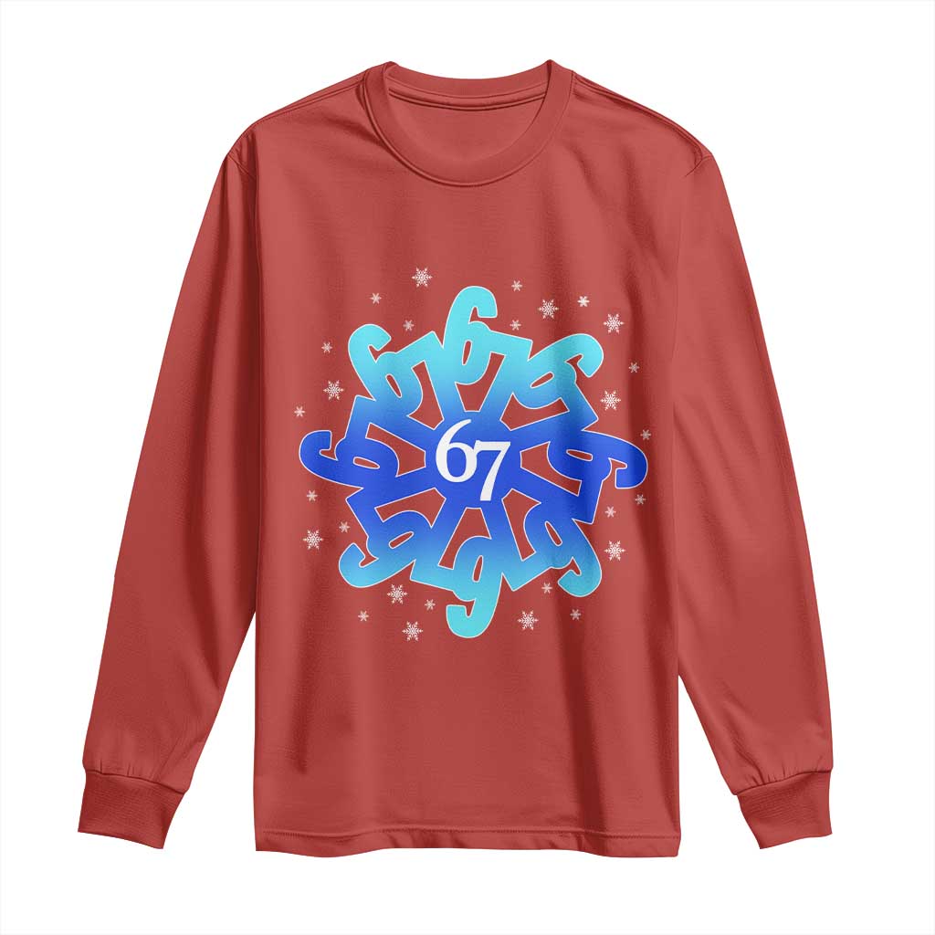 Funny 67 Christmas Snowflake Long Sleeve Shirt Six Seven Meme Xmas TS11 Red Print Your Wear