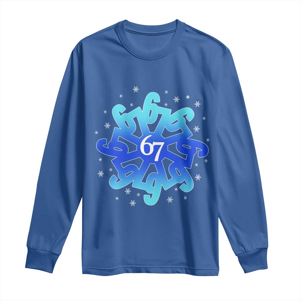 Funny 67 Christmas Snowflake Long Sleeve Shirt Six Seven Meme Xmas TS11 Royal Blue Print Your Wear