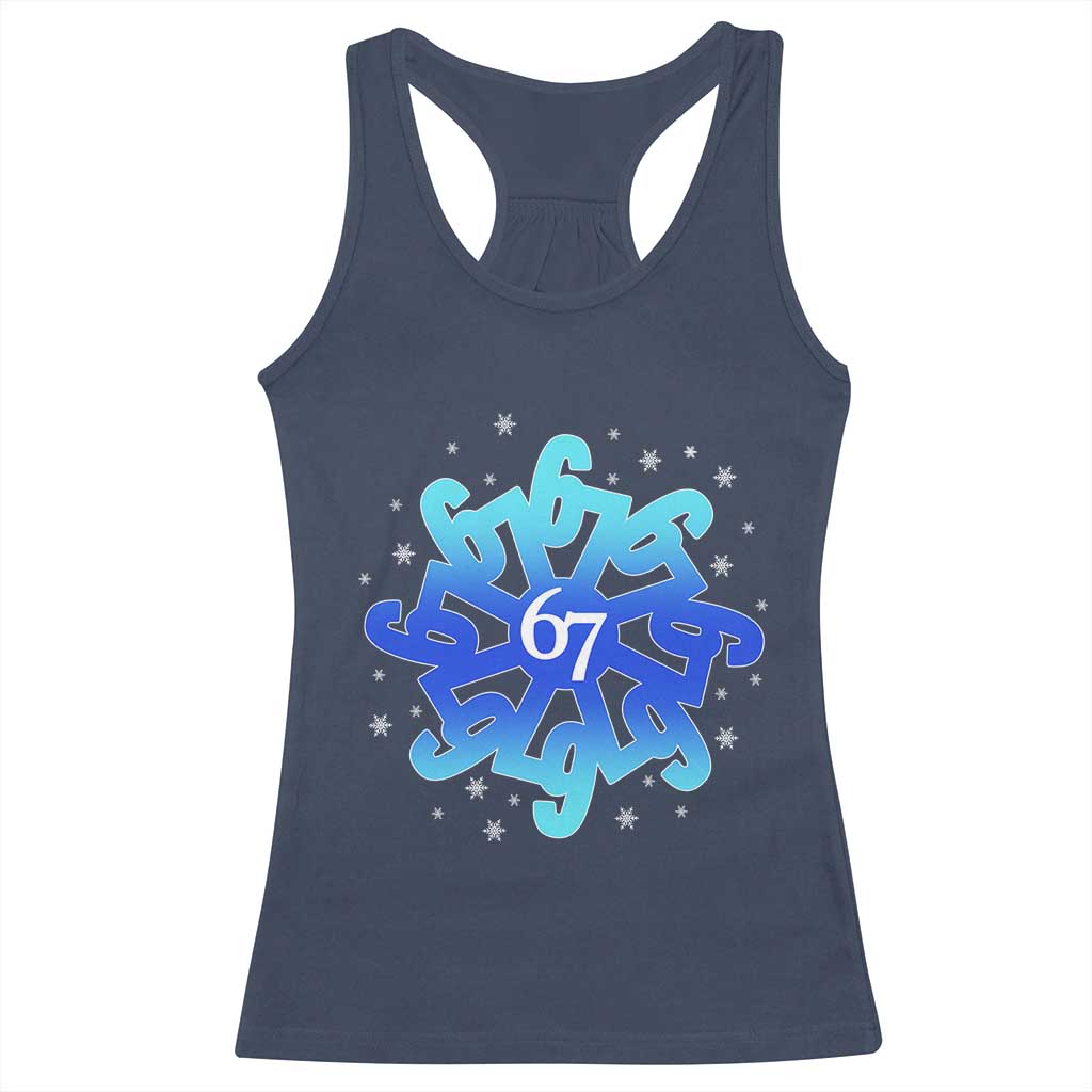 Funny 67 Christmas Snowflake Racerback Tank Top Six Seven Meme Xmas TS11 Navy Print Your Wear