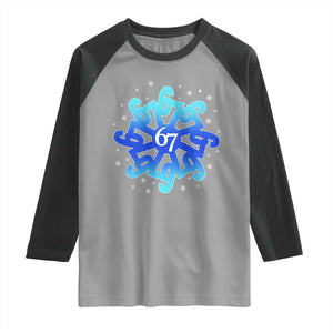 Funny 67 Christmas Snowflake Raglan Shirt Six Seven Meme Xmas TS11 Sport Gray Black Print Your Wear