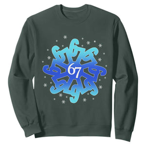 Funny 67 Christmas Snowflake Sweatshirt Six Seven Meme Xmas TS11 Dark Forest Green Print Your Wear