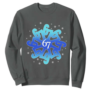 Funny 67 Christmas Snowflake Sweatshirt Six Seven Meme Xmas TS11 Dark Heather Print Your Wear