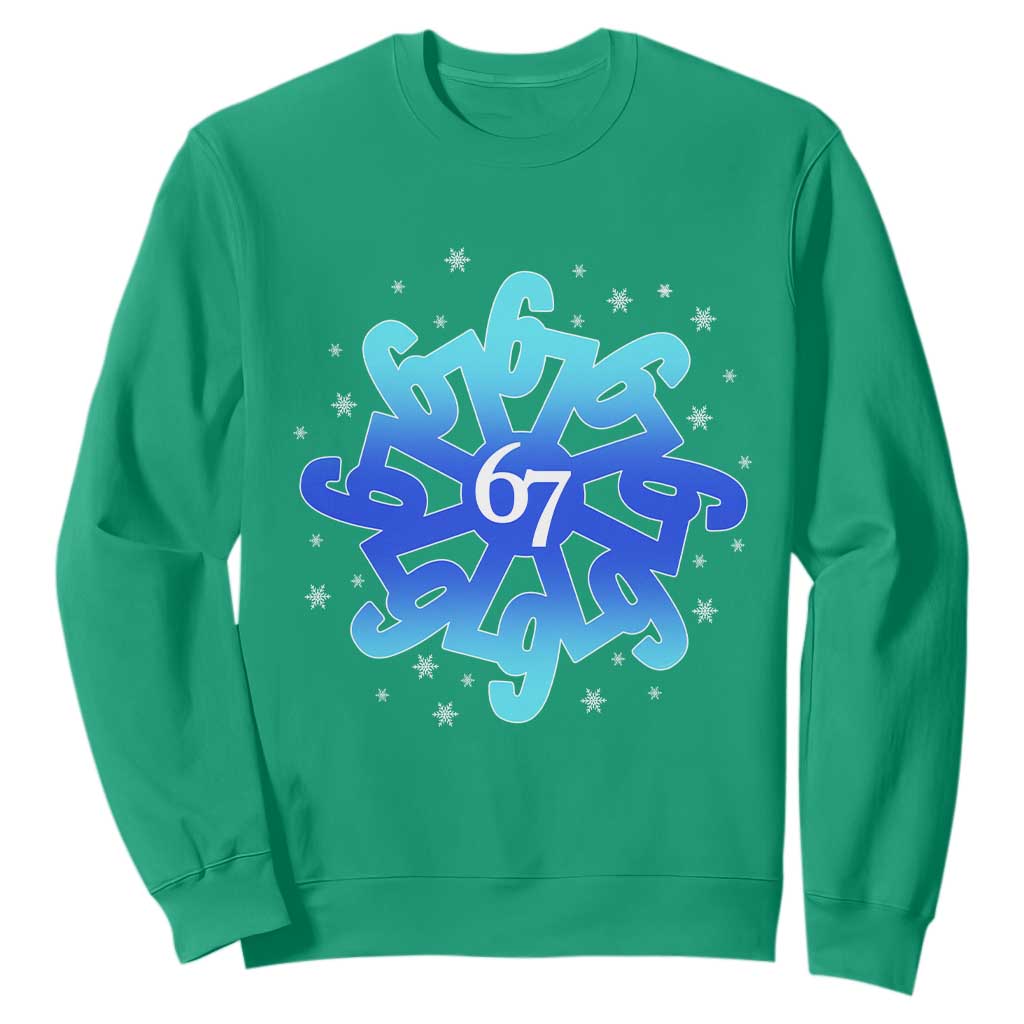 Funny 67 Christmas Snowflake Sweatshirt Six Seven Meme Xmas TS11 Irish Green Print Your Wear