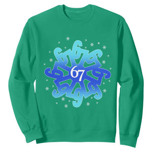 Funny 67 Christmas Snowflake Sweatshirt Six Seven Meme Xmas TS11 Irish Green Print Your Wear