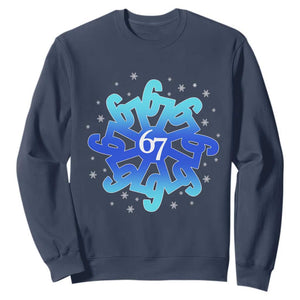 Funny 67 Christmas Snowflake Sweatshirt Six Seven Meme Xmas TS11 Navy Print Your Wear