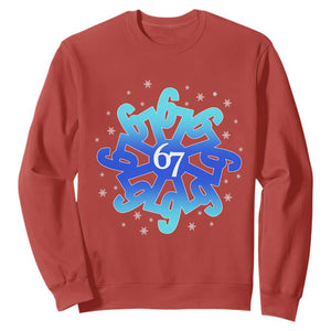 Funny 67 Christmas Snowflake Sweatshirt Six Seven Meme Xmas TS11 Red Print Your Wear