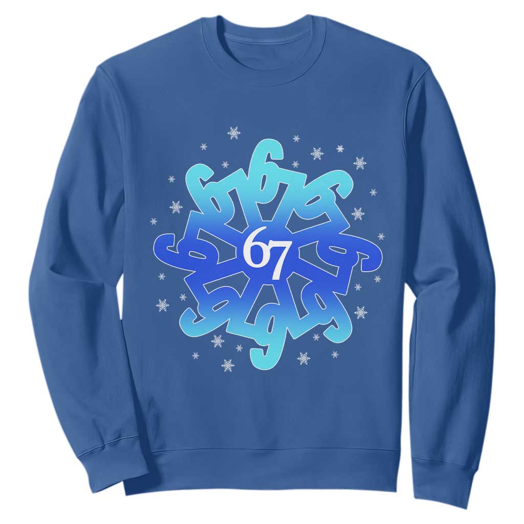 Funny 67 Christmas Snowflake Sweatshirt Six Seven Meme Xmas TS11 Royal Blue Print Your Wear