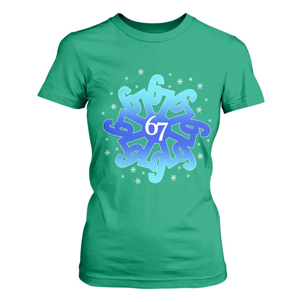 Funny 67 Christmas Snowflake T Shirt For Women Six Seven Meme Xmas TS11 Irish Green Print Your Wear