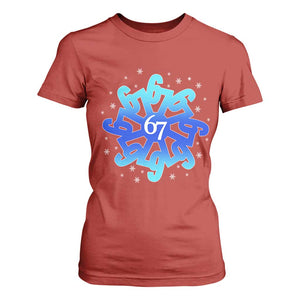 Funny 67 Christmas Snowflake T Shirt For Women Six Seven Meme Xmas TS11 Red Print Your Wear