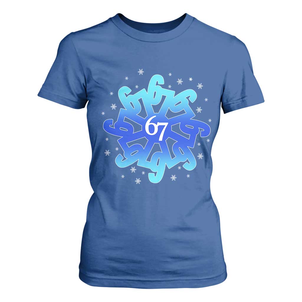 Funny 67 Christmas Snowflake T Shirt For Women Six Seven Meme Xmas TS11 Royal Blue Print Your Wear