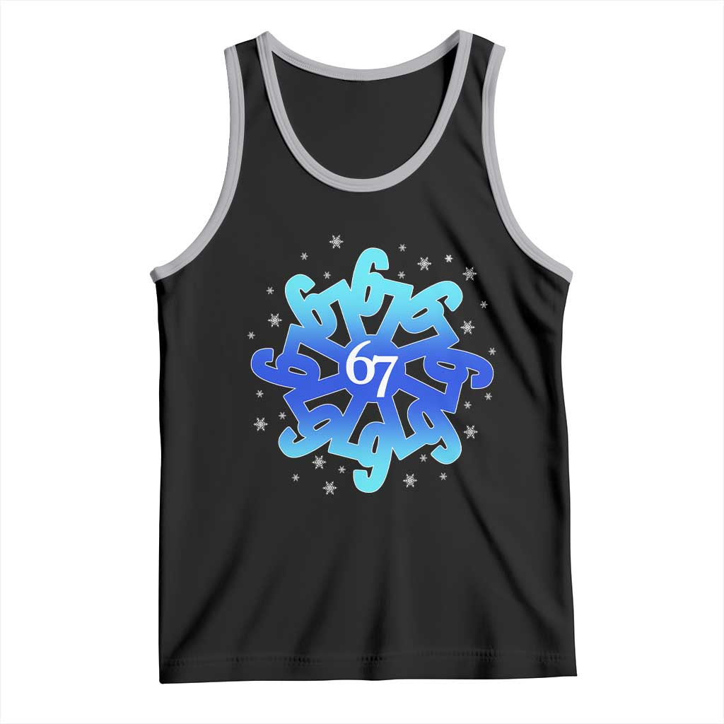Funny 67 Christmas Snowflake Tank Top Six Seven Meme Xmas TS11 Black Athletic Heather Print Your Wear
