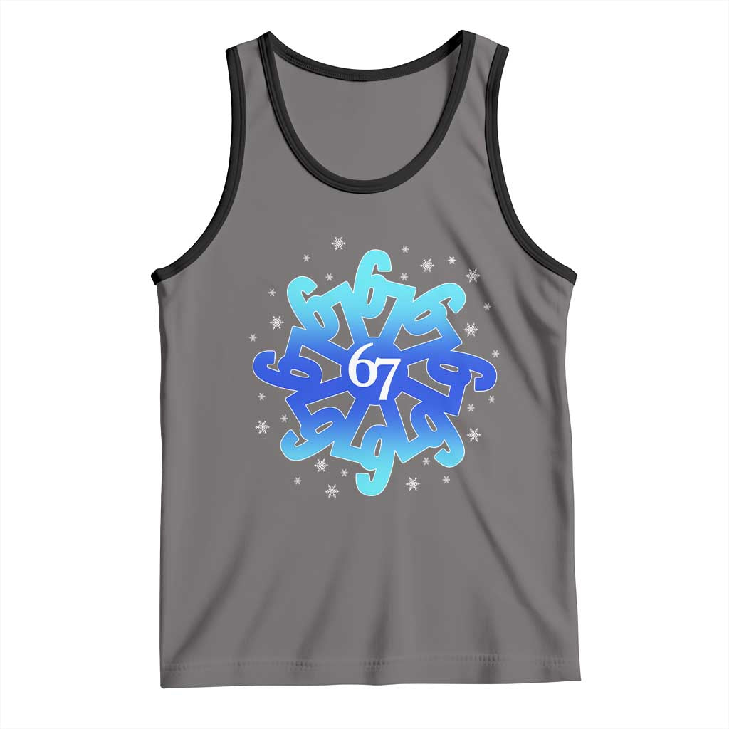 Funny 67 Christmas Snowflake Tank Top Six Seven Meme Xmas TS11 Deep Heather Black Print Your Wear
