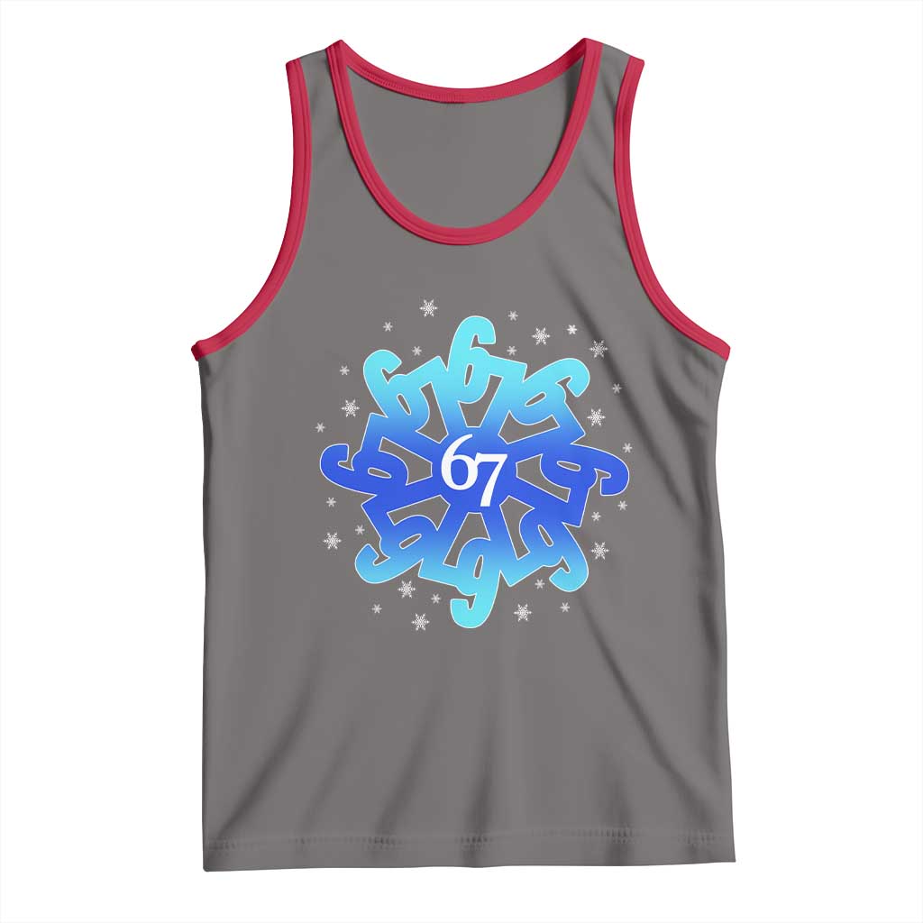 Funny 67 Christmas Snowflake Tank Top Six Seven Meme Xmas TS11 Deep Heather Red Print Your Wear