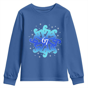 Funny 67 Christmas Snowflake Youth Sweatshirt Six Seven Meme Xmas TS11 Royal Blue Print Your Wear