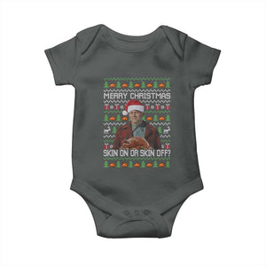 Ed Gein Christmas Baby Onesie Funny Merry Christmas Skin On Or Skin Off Turkey TS11 Dark Heather Print Your Wear