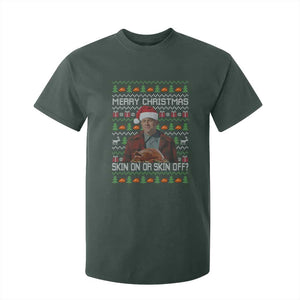 Ed Gein Christmas T Shirt For Kid Funny Merry Christmas Skin On Or Skin Off Turkey TS11 Dark Forest Green Print Your Wear