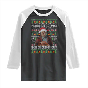 Ed Gein Christmas Raglan Shirt Funny Merry Christmas Skin On Or Skin Off Turkey TS11 Black White Print Your Wear