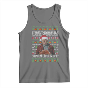 Ed Gein Christmas Tank Top Funny Merry Christmas Skin On Or Skin Off Turkey TS11 Black Heather Print Your Wear