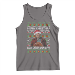 Ed Gein Christmas Tank Top Funny Merry Christmas Skin On Or Skin Off Turkey TS11 Deep Heather Print Your Wear