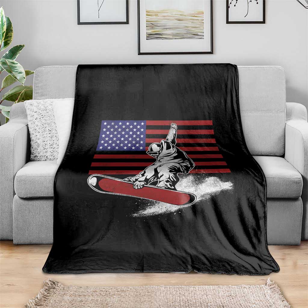 Funny Snowboarding Lover American Flag Winter Sport Throw Blanket TS11 Print Your Wear