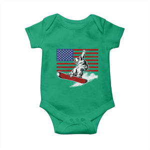 Funny Snowboarding Lover American Flag Winter Sport Baby Onesie TS11 Irish Green Print Your Wear