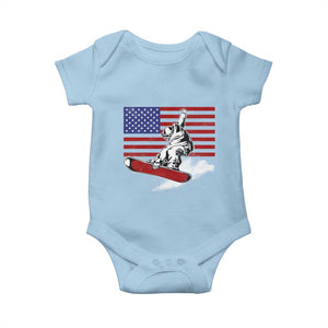 Funny Snowboarding Lover American Flag Winter Sport Baby Onesie TS11 Light Blue Print Your Wear