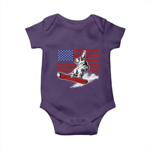 Funny Snowboarding Lover American Flag Winter Sport Baby Onesie TS11 Purple Print Your Wear