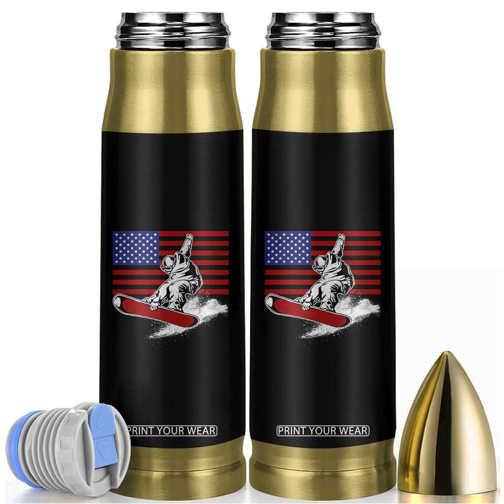 Funny Snowboarding Lover American Flag Winter Sport Bullet Tumbler TS11 Black Print Your Wear