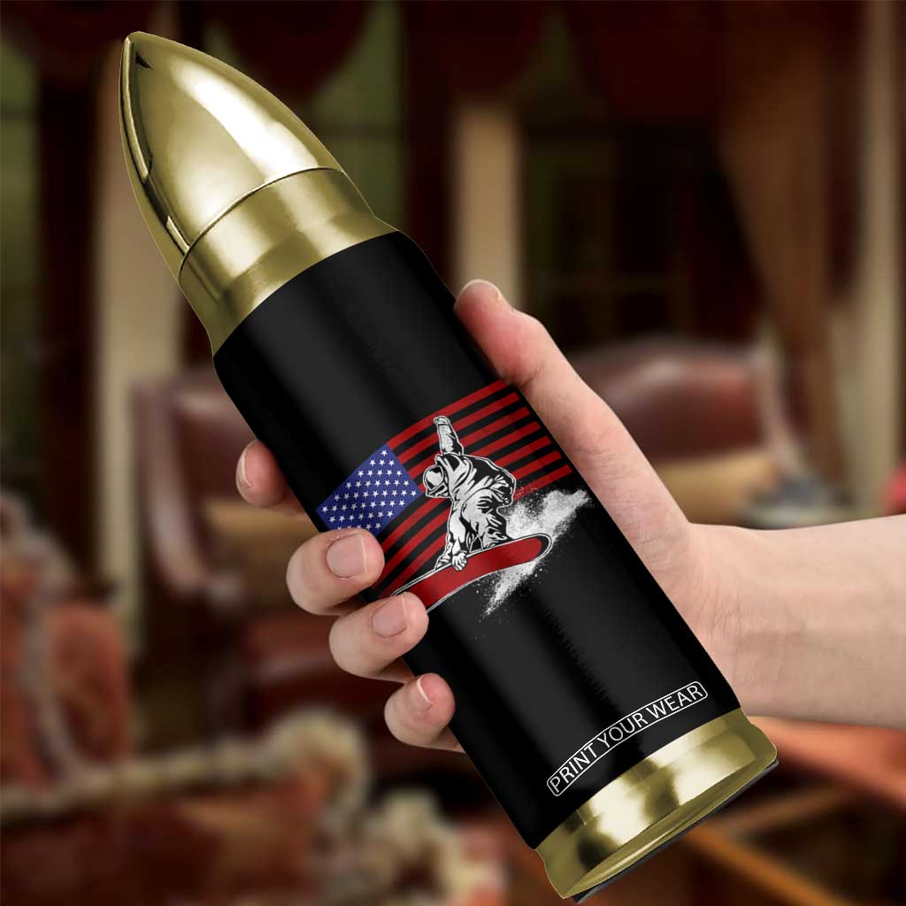 Funny Snowboarding Lover American Flag Winter Sport Bullet Tumbler TS11 Print Your Wear