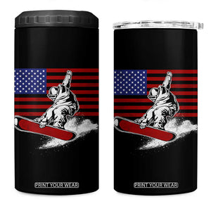 Funny Snowboarding Lover American Flag Winter Sport 4 in 1 Can Cooler Tumbler TS11 One Size: 16 oz Black Print Your Wear