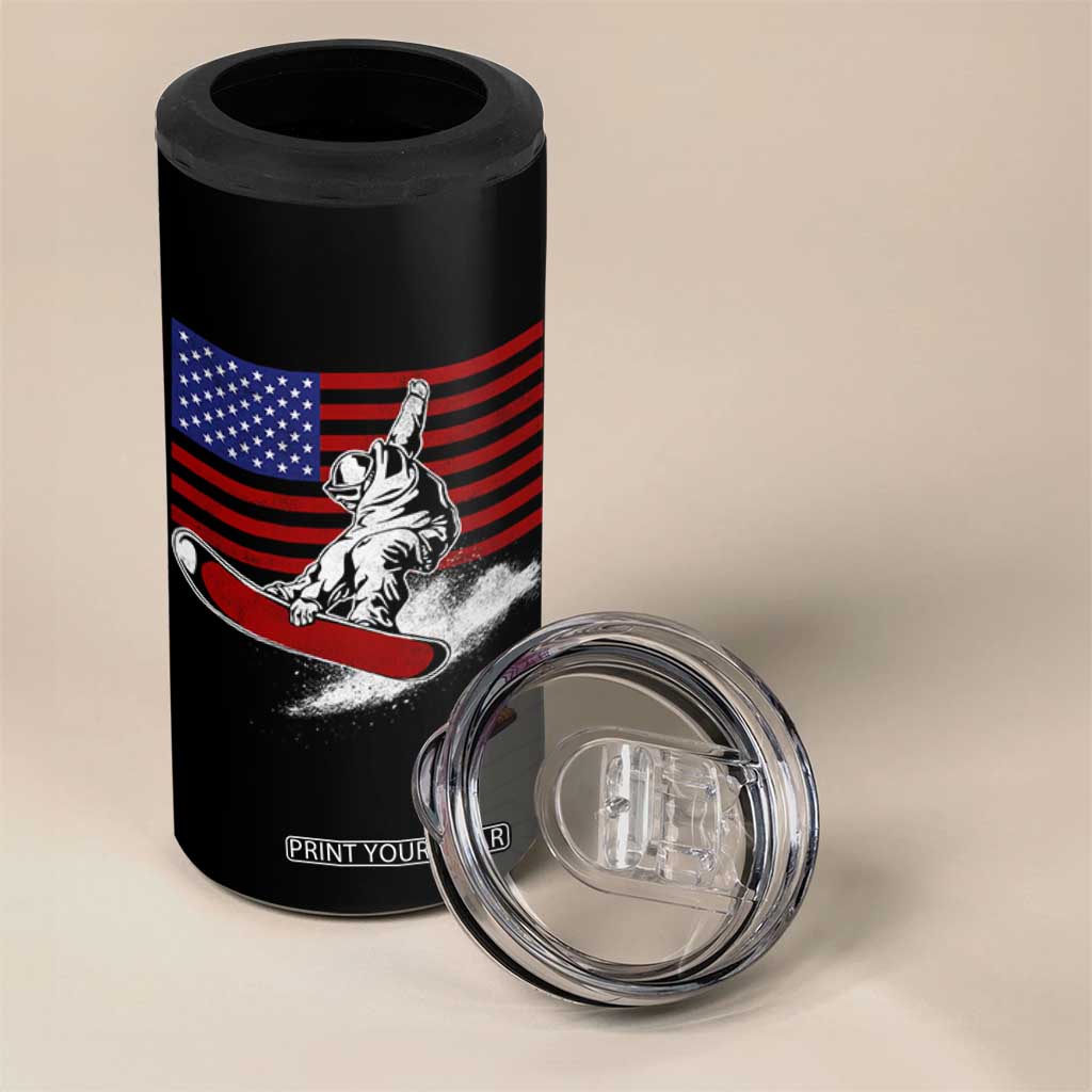 Funny Snowboarding Lover American Flag Winter Sport 4 in 1 Can Cooler Tumbler TS11 Print Your Wear