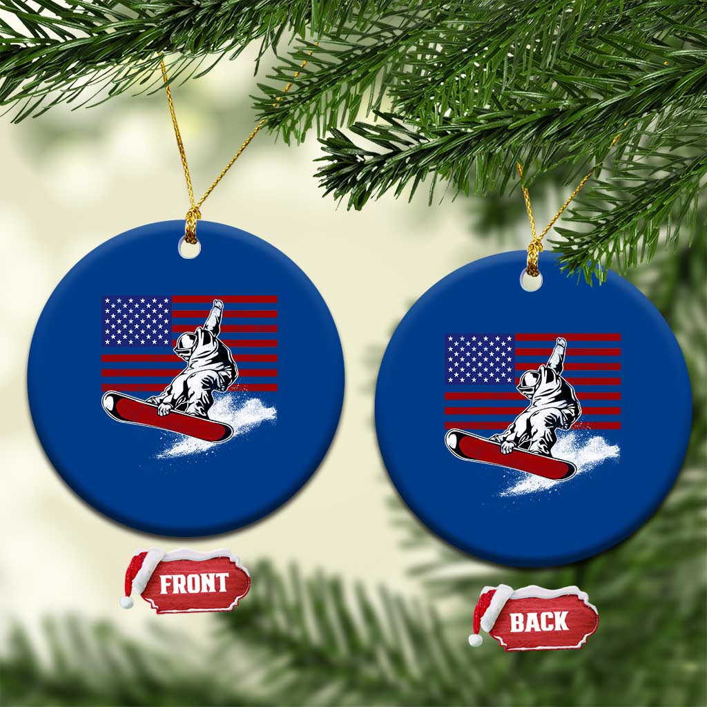 Funny Snowboarding Lover American Flag Winter Sport Ceramic Ornament TS11 1pc Blue Print Your Wear