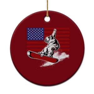 Funny Snowboarding Lover American Flag Winter Sport Ceramic Ornament TS11 1pc Red Print Your Wear