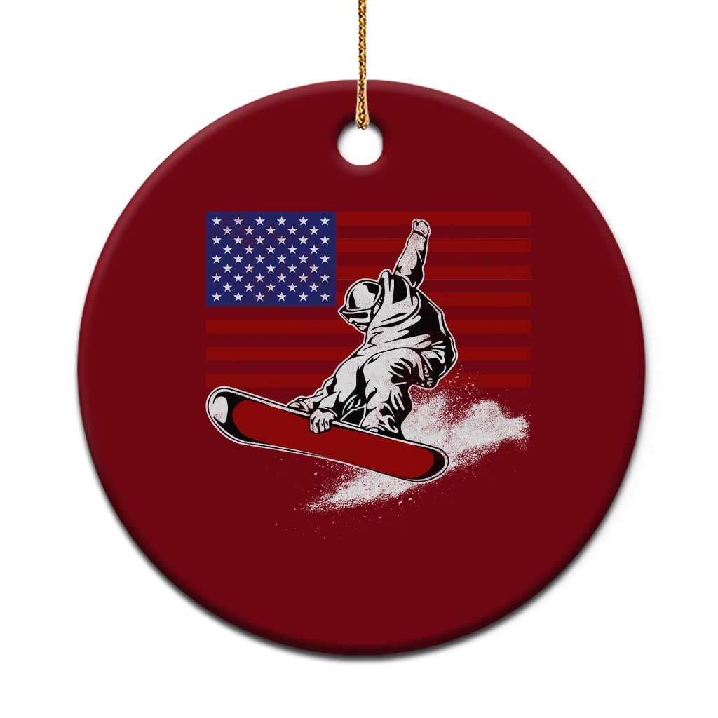 Funny Snowboarding Lover American Flag Winter Sport Ceramic Ornament TS11 1pc Red Print Your Wear