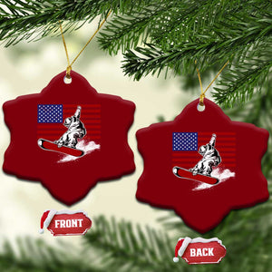 Funny Snowboarding Lover American Flag Winter Sport Ceramic Ornament TS11 Print Your Wear