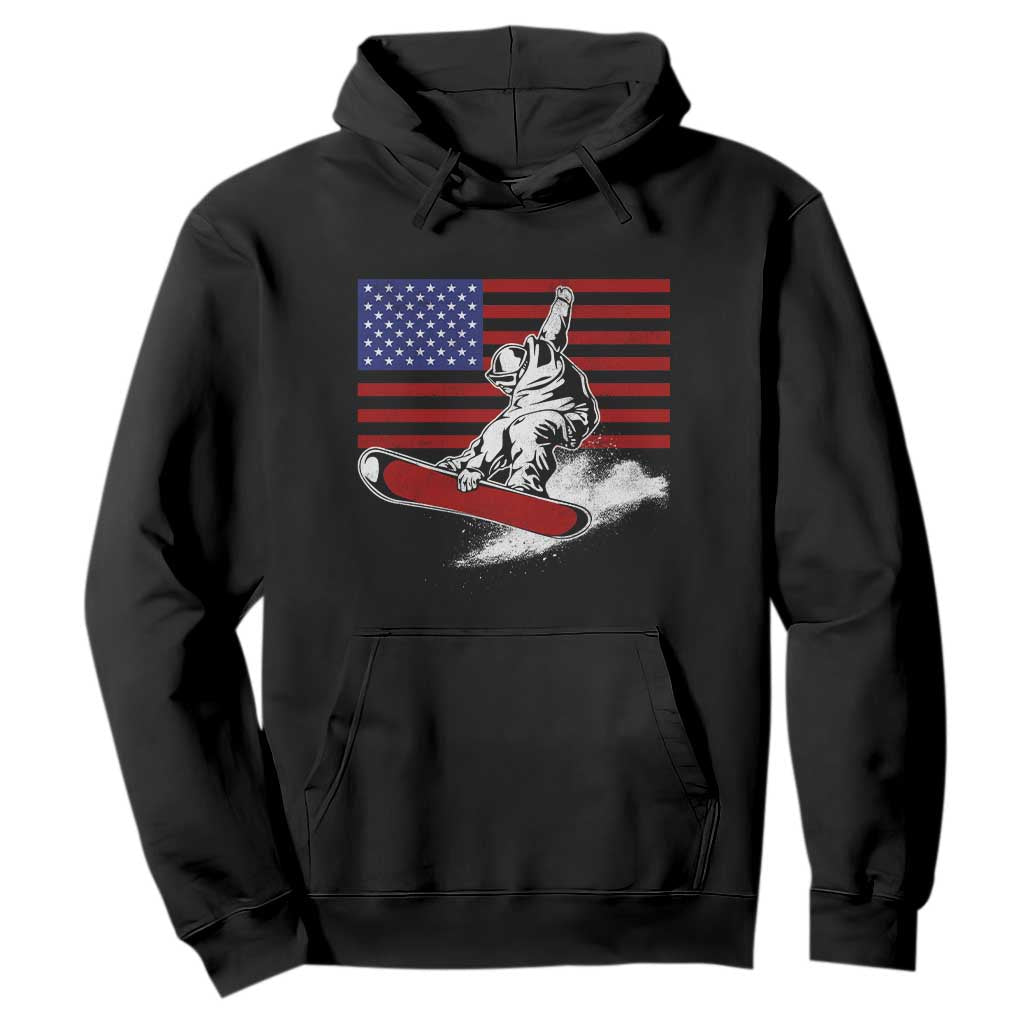 Funny Snowboarding Lover American Flag Winter Sport Hoodie TS11 Black Print Your Wear