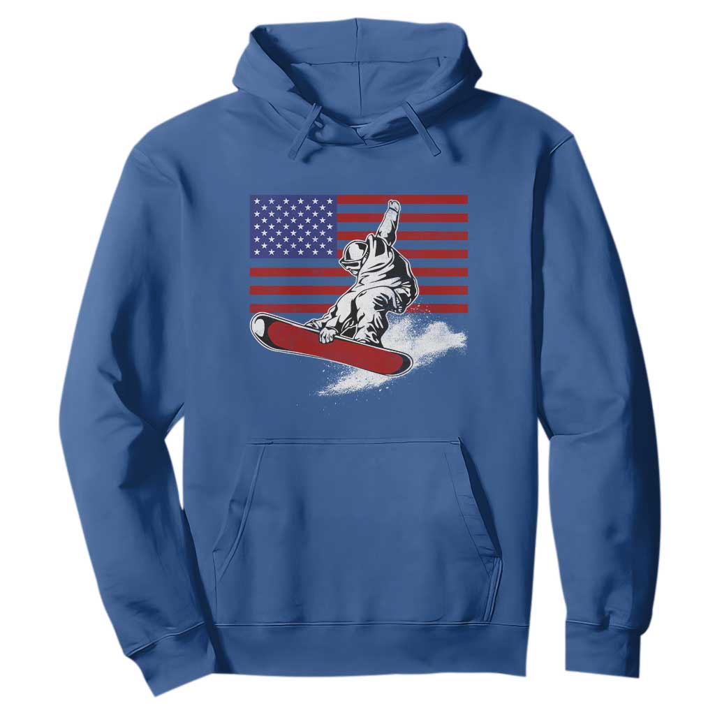 Funny Snowboarding Lover American Flag Winter Sport Hoodie TS11 Royal Blue Print Your Wear