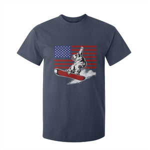 Funny Snowboarding Lover American Flag Winter Sport T Shirt For Kid TS11 Navy Print Your Wear